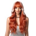 thumbnail image 3 of NARABB Foreign Trade Highlight Dyed Orange Mixed Color Gradient Long Curly Hair With Straight Bangs Wig, 3 of 5