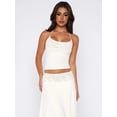 thumbnail image 4 of Women 2 Piece Lace Halter Neck Crop Top and Midi Skirt Set Summer Vacation Going Out Outfits White S, 4 of 10