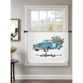 thumbnail image 2 of Sheer Curtains 54 Inch Length, Summer Cactus Semi Sheer Curtains Light Filtering Window Treatment, Country Blue Truck Botanical Tropical Plants Privacy Voile Drapes for Living Room 52x54 Inch, 2 of 7