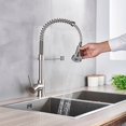 thumbnail image 3 of Spring Brushed Nickel Kitchen Faucet Deck Mounted Mixer Tap 360 Degree Rotation Stream Sprayer Nozzle Kitchen Sink Hot Cold Taps, 3 of 5
