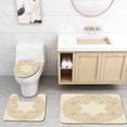 thumbnail image 1 of JSDART Ensemble de Tapis de Salle de Bain 3 Pcs Style Embrioderie Ancienne Beige Cercle Floral Féminin Victorien Chic Boho Tapis de Bain Tapis Contour et Housse de Couvercle de Toilette, 1 of 2