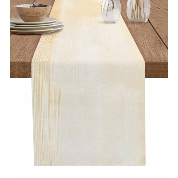 Ldtrchee Cream Table Runner 70 Inches, Modern Oil Painting Abstract Bed Runner Dresser Scarves Tabletop for Indoor Outdoor Parties/Ceremony/Banquet, 13" x 70"
