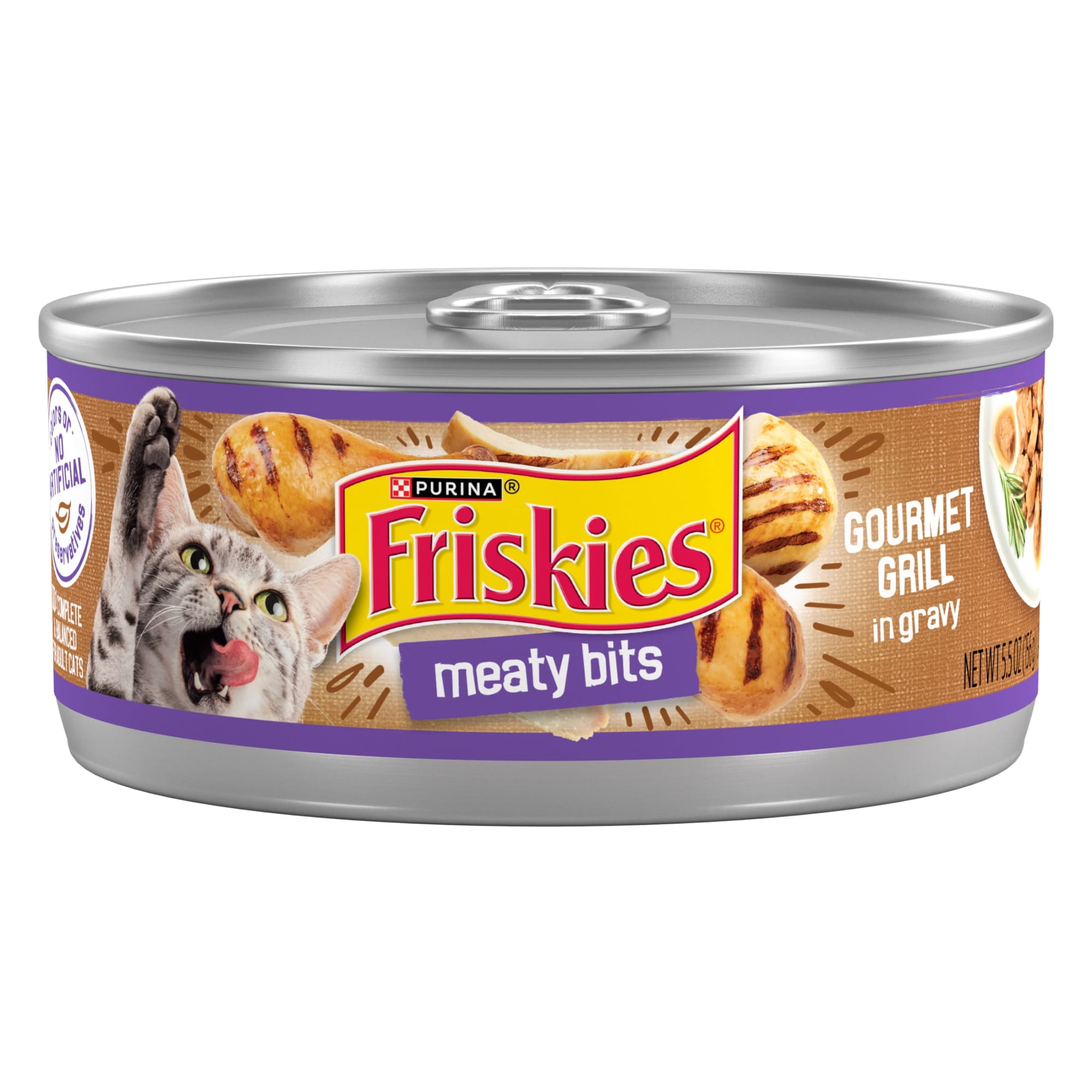 Purina Friskies, Meaty Bits Gourmet Grill in Gravy, Wet Cat Food, 5.5 oz Can, 24 Pack