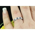thumbnail image 4 of Silver & Stone Jewels Blue cz Round Wedding Women's Eternity Ring In 14K White Gold Plated, 4 of 5