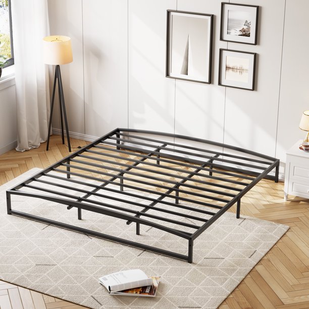 25 cm King Estructura de Cama Plataforma Metálica de Alta Resistencia, Base para Colchón Convexa Antideslizante, Sin Ruido, Sin Necesidad de Box Spring