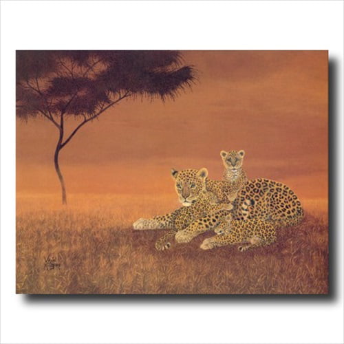 Tropical Leopard Cat Family Animal Wildlife Wall Picture Honey Framed Art Print 