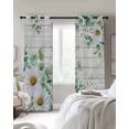thumbnail image 2 of Eucalyptus Leaves Black Out Curtains 63 Inch Long, Room Darkening Draperies Curtains Panels, Daisy Spring Floral Botanical Wooden Thermal Insulated Curtain for Bedroom Living Room 52"x63" 2 Panels, 2 of 8