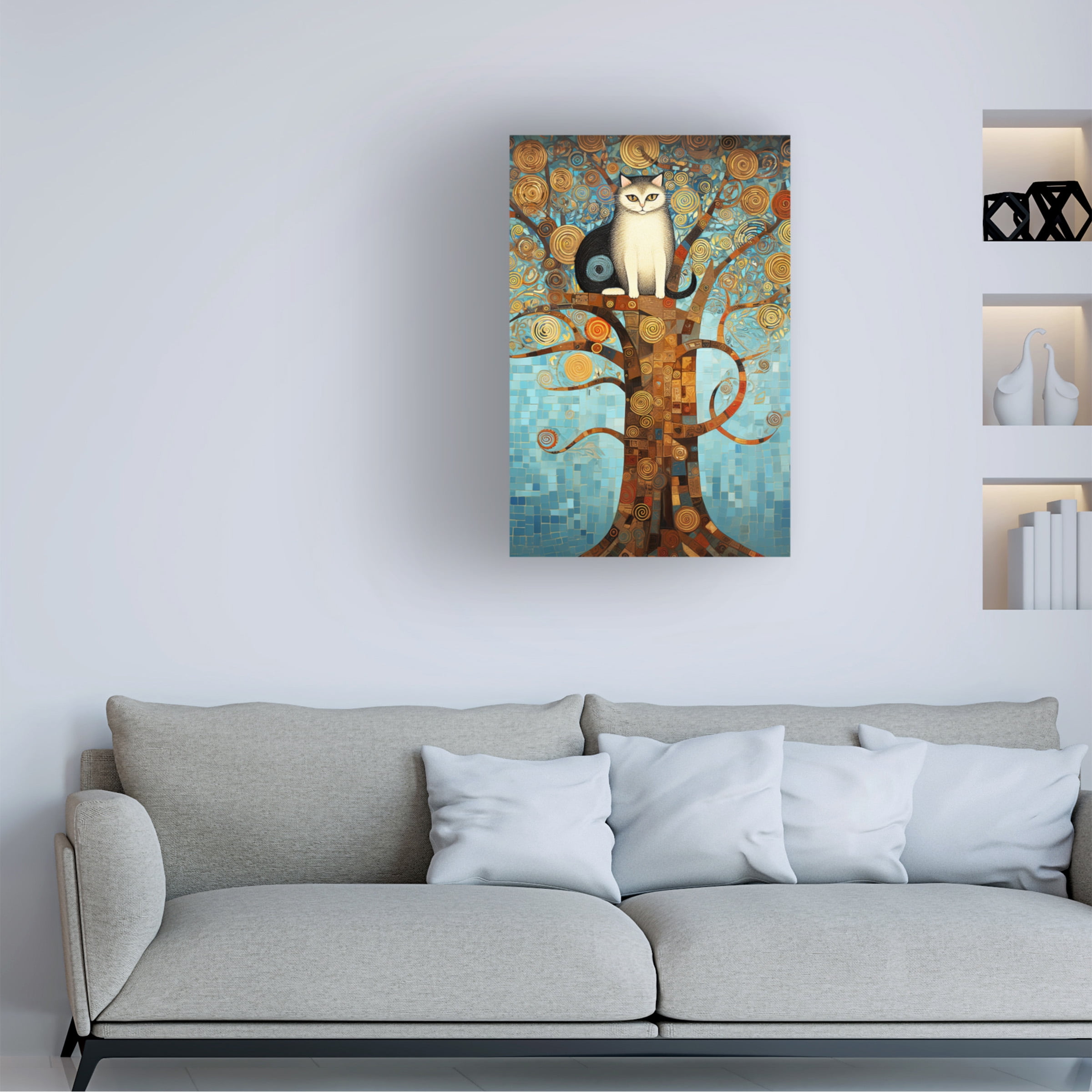 Canvas Wall Art - Ray Heere 'Art Deco Cat 10' Wall Art for Living Room, Bedroom, or Office Décor by Trademark Fine Art - 16 x 24 Inches