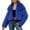 Blue, variant on Women's Faux-Fur Coat Fluffy Faux-Fur Jacket Long Sleeve Lapel Furry Winter Warm Crop Jackets Shaggy Short Coat