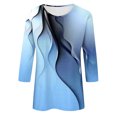 thumbnail image 4 of Besolor Hauts d'Été pour Femmes 2024 Mode Imprimé Col Rond T-Shirts Habillés Décontractés Blouse Manches 3/4 et Hauts, 4 of 5