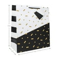 10" Large Black and White Gift Bag, Gold Confetti, Way to Celebrate