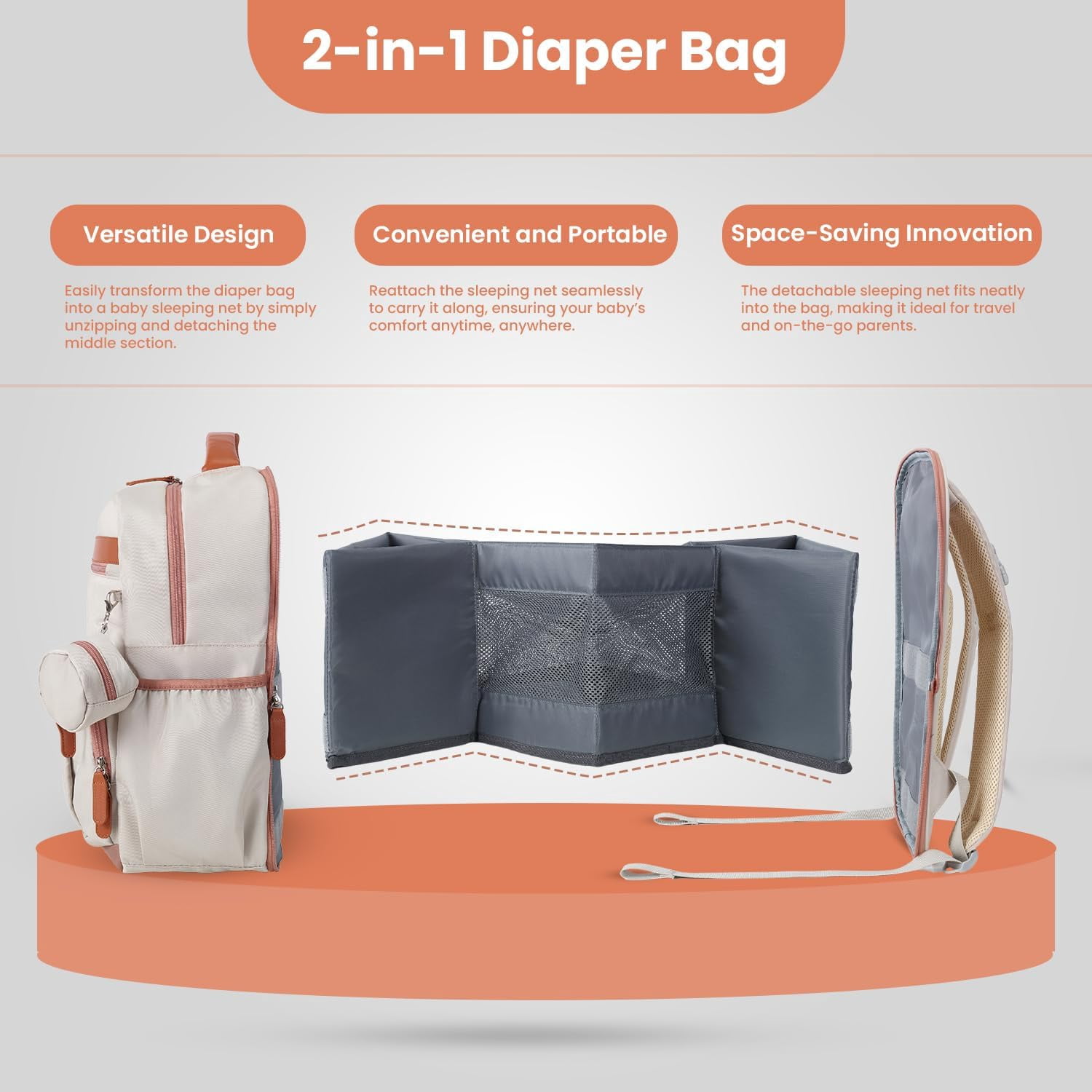 Baby Diaper Bag Backpack with Changing Station, 28Liters Capacity Nylon Baby Registry Mom Bags, Travel Friendly Unisex Bag, Essential Bag with Insulated Pockets
