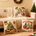 thumbnail image 4 of Cinvoph 18"x18" 3pcs Embroidered Christmas Throw Pillow Covers Linen Festive Xmas New Year Holiday Decorative Pillow Cases for Couch Sofa Bed Chair Living Room Winter Home Decoration, 4 of 7