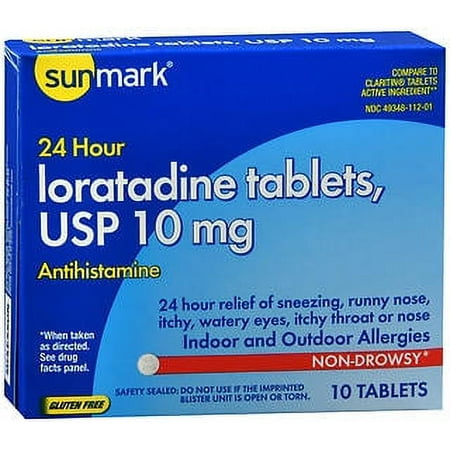 Sunmark Loratadine 24 Hour Allergy Relief Tablets, 10 mg, 10 Count