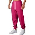 thumbnail image 2 of Dresfit Cuffed Sweatpants for Men Cotton Baggy Joggers Fall Cinched Bottom Loose Fit Solid Running Sweat Pants Baggy Fleece Thicken Thermal Trousesrs Hot Pink L, 2 of 8