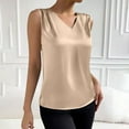 thumbnail image 5 of Busydd Tank Top for Women Trendy Sleeveless Satin Womens Summer Tops Solid Color V Neck Casual Tops for Women XL, 5 of 9