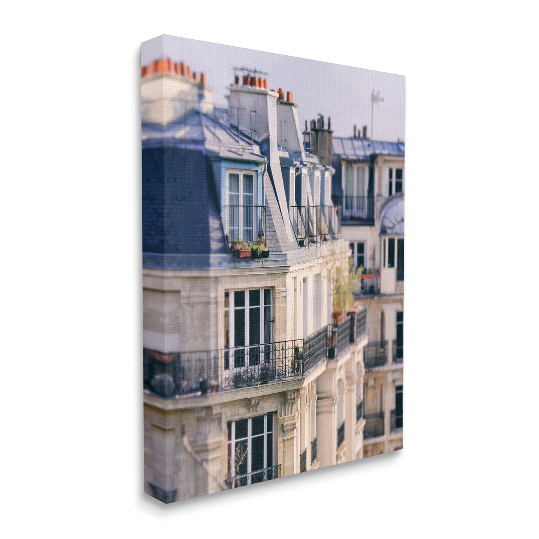 Parisian Architecture Buildings Town & City Photograph Gallery Wrapped Canvas Print Wall Art