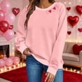 thumbnail image 5 of Sweatshirts for Women Crewneck Long Sleeve Pullover Top Valentine's Day Hearts Printed Hoodless Casual Hooded, 5 of 5