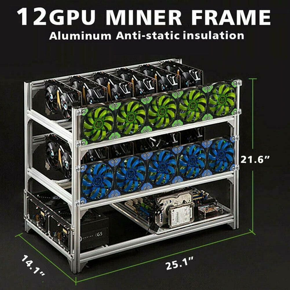 2020 Open Air Miner Mining Frame Rig Case Coin 6 GPU Rack BTC LTC ETH Ethereum 