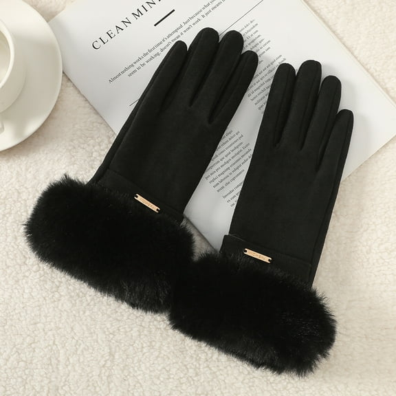 Women's Winter Gloves with Plush Cuff - Touchscreen Compatible Cold Weather Gloves for Driving & Outdoor