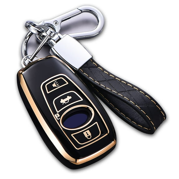 for Subaru Key Fob Cover, Premium Soft TPU Leather Full Cover Protection Key Fob Case for Subaru Forester Outback BRZ Legacy CrossTrek Smart Key Protector Keychain