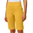 thumbnail image 6 of Inleife Women Solid Stretch Twill Shorts Thin Waist Pull Regular Hiking Shorts Bermuda Summer Casual With Pockets Yellow XXXL, 6 of 6