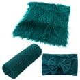 thumbnail image 1 of GOOHOCHY 3 piezas de manta de tela envolvente peluda, conjunto de lazo, suave y cómoda, manta de tela envolvente, kit de accesorios de fotografía para bebés (verde oscuro), 1 of 7