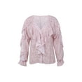 thumbnail image 3 of Douhoow Women Plus Size Shirts Button Down Ruffle Blouse V Neck Long Sleeve Loose Top S-3XL, 3 of 7