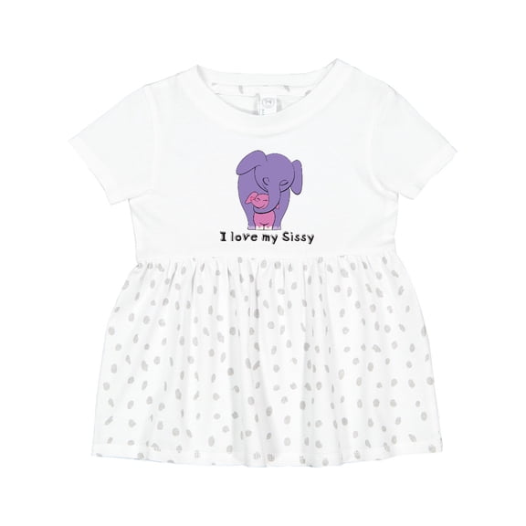 Inktastic I Love My Sissy Elephant Purple Pink Girls Baby Dress