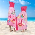 thumbnail image 2 of GYRATEDREAM Kids Hooded Poncho Towels, Boys Girls Soft & Absorbent Microfiber Cartoon Print Beach Towel, Swimming Pool Changing Robe Bathrobe Bath Towel Pink for 8-10Y, 2 of 4