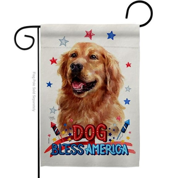 Breeze Decor G120219-BO Patriotic Dark Golden Retriever Animals Dog 13 x 18.5 in. Double-Sided Decorative Vertical Garden Flags for House Decoration Banner Yard Gift