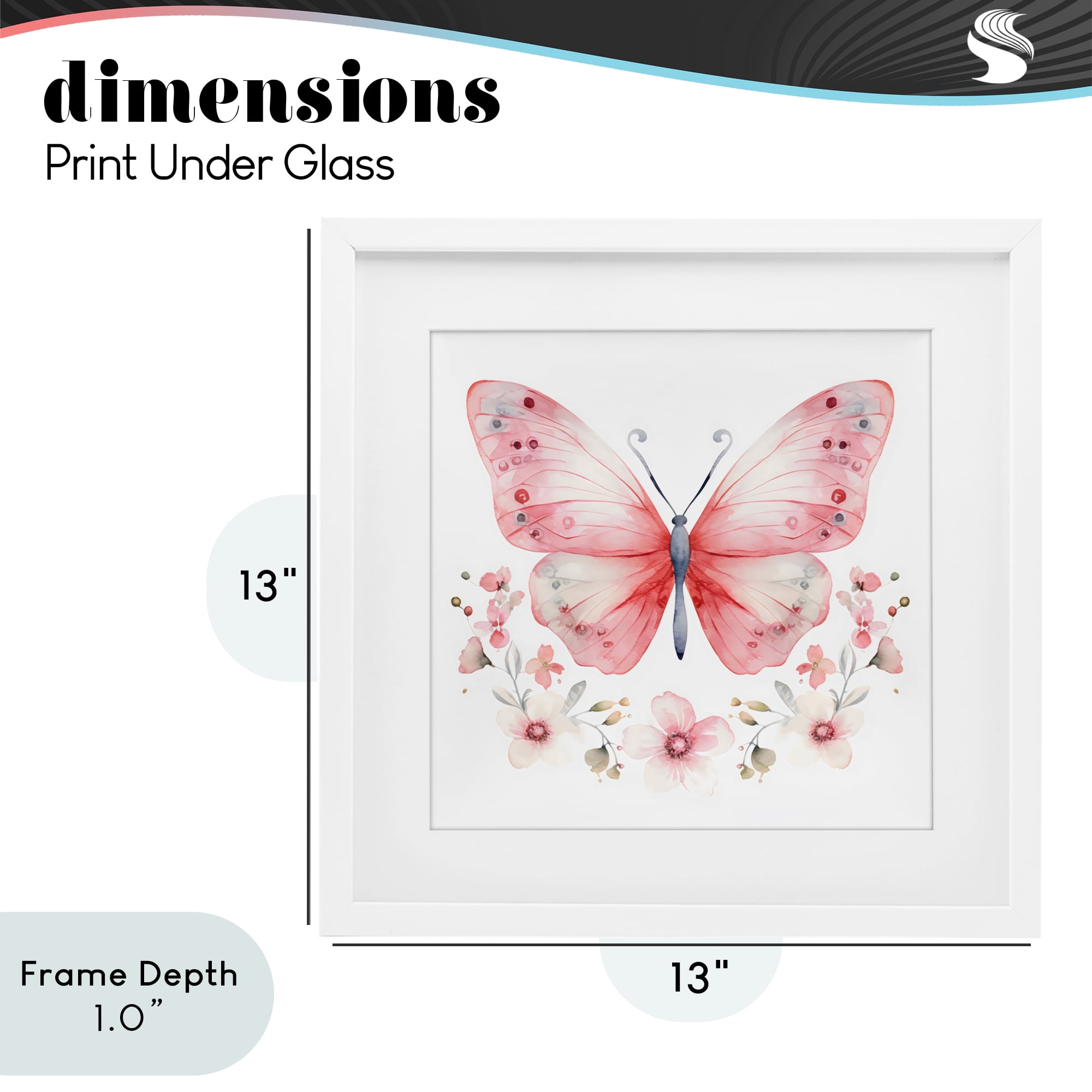 Stupell Industries Pink Symmetrical Butterfly Florals White Framed Print Under Glass, design by Creative Studio