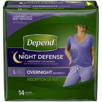 Depend Night Defense Incontinence Overnight Underwear for Women, L - 14 ea (Pack of 2)