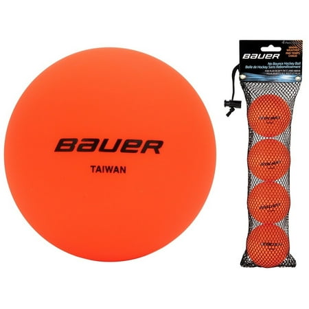 Bauer No Bounce Street Hockey Balls for Warm Weather, Orange, 4 Pack