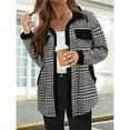 thumbnail image 2 of Chaqueta de Franela A Cuadros con Botones, Estilo Casual, Larga, con Bolsillos, Ideal para Otoño. Negro S, 2 of 3