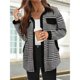 thumbnail image 2 of Chaqueta de Franela A Cuadros con Botones, Estilo Casual, Larga, con Bolsillos, Ideal para Otoño. Negro L, 2 of 3