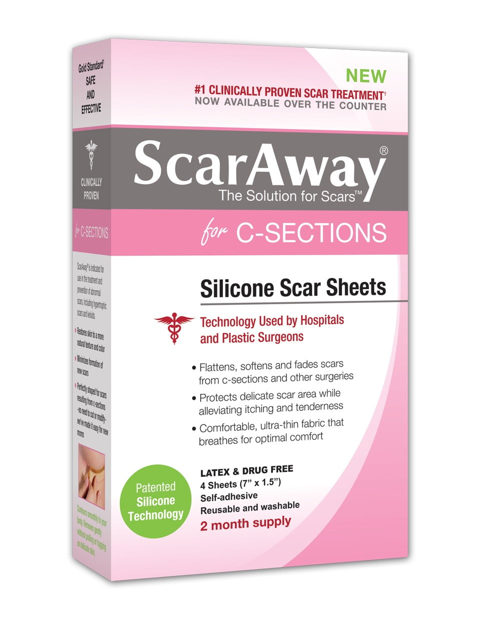 scaraway c section scar treatment strips silicone adhesive soft silicone gel sheets walmart