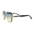 thumbnail image 3 of Rimless Luxury Bevel Lens Mens Rectangle Officer Cop Sunglasses Gold - Green Yellow, 3 of 4