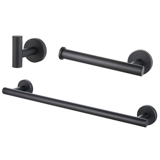 3 Pieces Stainless Steel Bathroom Hardware Accessories Set Include Towel Bar,  16 Black 
