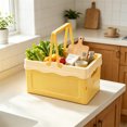 thumbnail image 5 of GIXUSIL 1 Pack Foldable Storage Box Pastel Yellow Plastic Crates Multipurpose Collapsible Bins with lids Cute Organization Basket for Home Office Kitchen Picnic Camping 9.8×6.7 in, 5 of 7