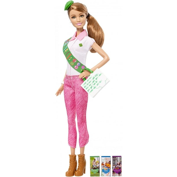 Barbie Girl Scouts Pink Doll with Cookie Box