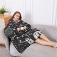 thumbnail image 5 of Oversized Wearable Blanket Hoodie,Black Halloween Letter Bat Pattern Sherpa Blanket Hoodie with Super Pockets,Super Warm Fuzzy Pullover for Women & Men, 5 of 6