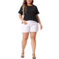 thumbnail image 2 of Agnes Orinda Women's Plus Size Tops Round Neck Ruffle Short Sleeve T-Shirts Casual Summer Tee Blouse 2X Black, 2 of 5