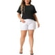 thumbnail image 2 of Blusas de verano casual para mujer Agnes Orinda, con cuello redondo y mangas con volantes, camiseta de talla grande 4X negra, 2 of 5
