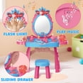 thumbnail image 6 of JoyStone Toddler Vanity Makeup Table with Mirror and Chair, Sound and Light Mirror and Accessories, Girls Vanity for Toddlers 3-5 Years Old, Blue, 6 of 8