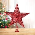 thumbnail image 3 of Christmas Tree Topper, Christmas Tree Star, Iron Glitter Pentagram Tree Top Decoration, Lightweight Red Silver DIY Holiday Ornament, 3 of 7