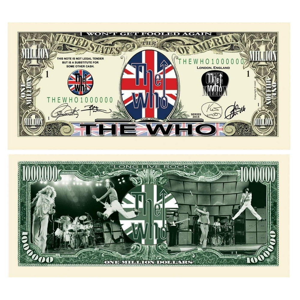 50 The Who Million Dollar Collectible Bills with Bonus