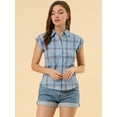 thumbnail image 2 of INSPIRE CHIC Women's Casual Plaids Short Sleeves Button Down Shirts, 2 of 6