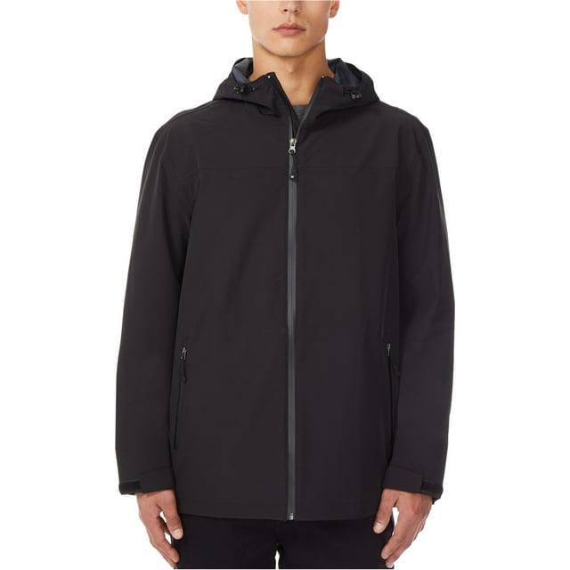 32 Degrees Mens Hooded Raincoat, Black, Medium