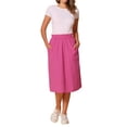 thumbnail image 2 of Falda de algodón para mujer INSPIRE CHIC con cintura elástica, falda midi A-line casual con bolsillos M color rosa intenso, 2 of 6
